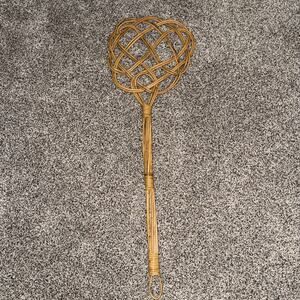 Vintage Woven Rattan Rug Carpet Beater Wicker Farmhouse